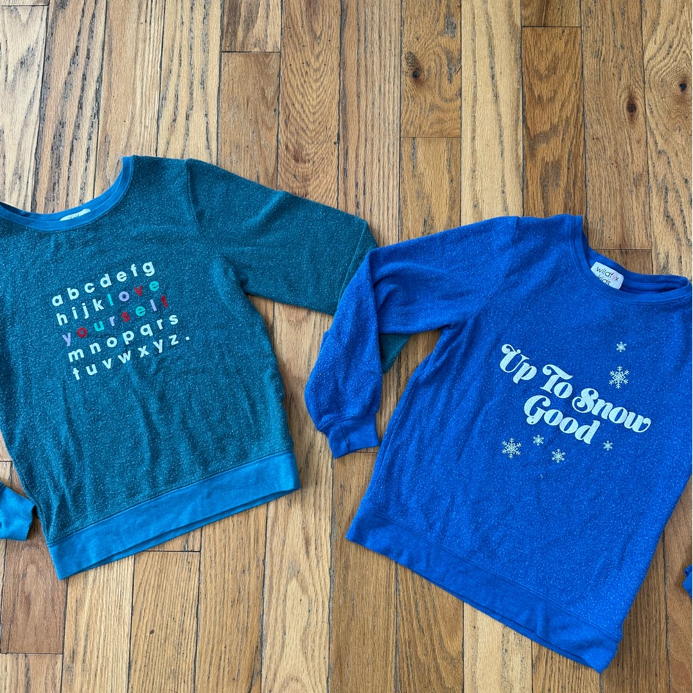 Wildfox Kids Love Yourself Up To Snow Good BBJ Pullovers Size M 7/8